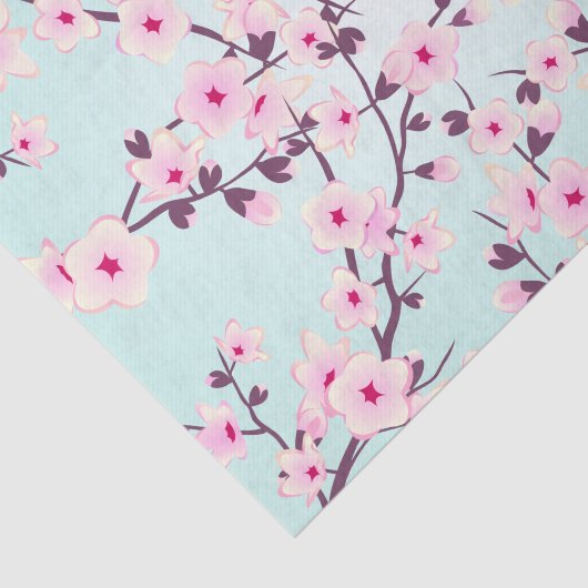 Blütenkirsche Blüten Rosa Türkis Seidenpapier (Ausschnitt)