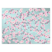 Blütenkirsche Blüten Rosa Türkis Tischdecke (Vorderseite (Horizontal))