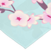 Blütenkirsche Blüten Rosa Türkis Tischdecke (Schrägansicht)