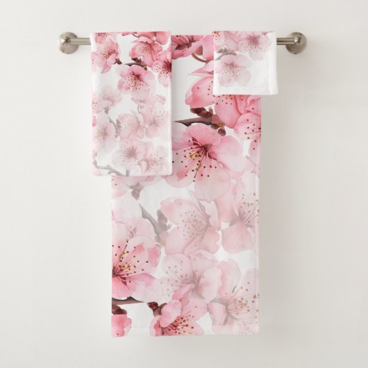 Blütenkirsche Blüten Rosa Weiß Badhandtuch Set (Insitu)