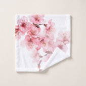Blütenkirsche Blüten Rosa Weiß Badhandtuch Set (Waschlappen)
