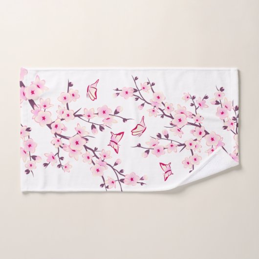 Blütenkirsche Blüten Rosa Weiß Badhandtuch Set (Handtuch)