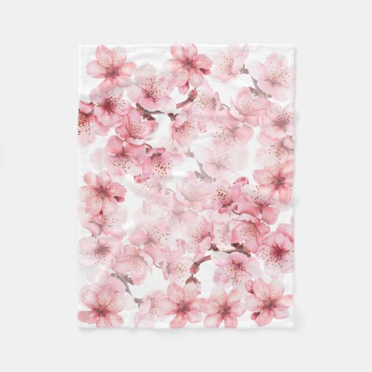 Blütenkirsche Blüten Rosa Weiß Fleecedecke (Vorderseite)