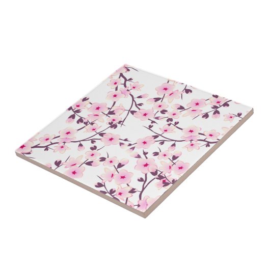 Blütenkirsche Blüten Rosa Weiß Fliese (Seite)