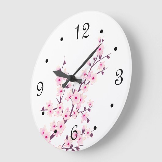 Blütenkirsche Blüten Rosa Weiß Große Wanduhr (Winkel)