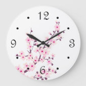 Blütenkirsche Blüten Rosa Weiß Große Wanduhr (Vorderseite)