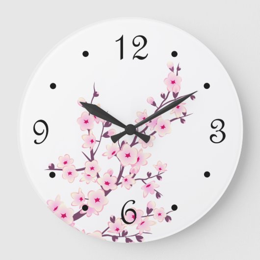 Blütenkirsche Blüten Rosa Weiß Große Wanduhr (Vorderseite)