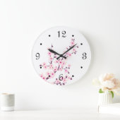 Blütenkirsche Blüten Rosa Weiß Große Wanduhr (Zuhause)