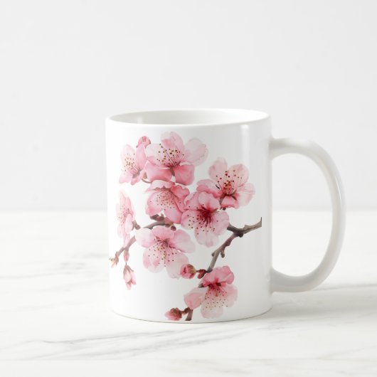 Blütenkirsche Blüten Rosa Weiß Kaffeetasse (Rechts)