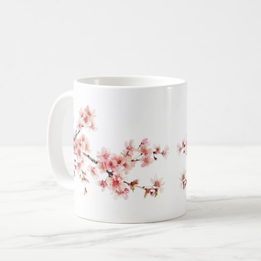 Blütenkirsche Blüten Rosa Weiß Kaffeetasse (Vorderseite Links)