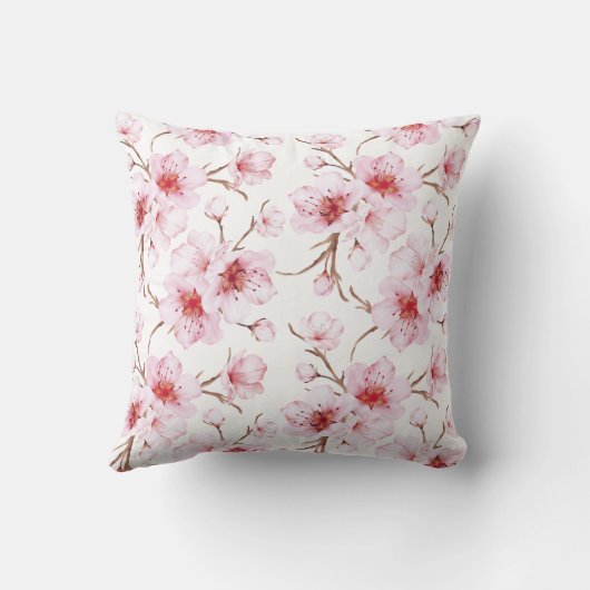 Blütenkirsche Blüten Rosa Weiß Kissen (Rückseite)