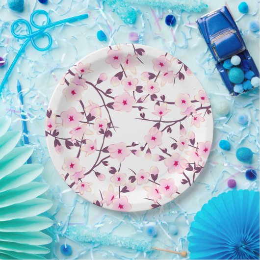 Blütenkirsche Blüten Rosa Weiß Pappteller (Party)