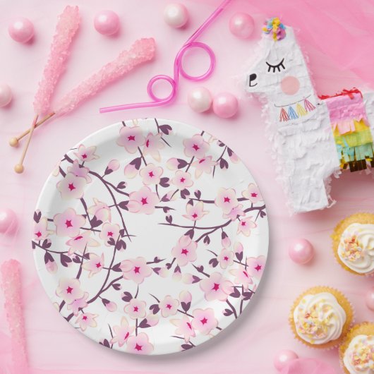 Blütenkirsche Blüten Rosa Weiß Pappteller (Party)