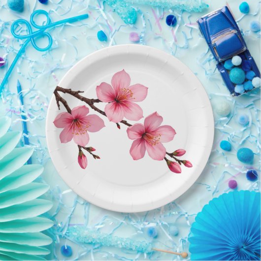 Blütenkirsche Blüten Rosa Weiß Pappteller (Party)