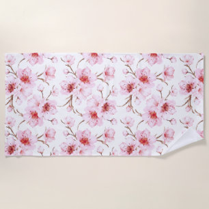 Blütenkirsche Blüten Rosa Weiß Strandtuch