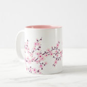 Blütenkirsche Blüten Rosa Weiß Zweifarbige Tasse (Vorderseite Links)