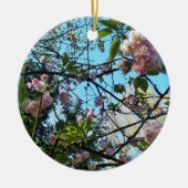 Blütenkirsche, Blütenpracht, Natur, rosa Blume Keramik Ornament (Vorne)