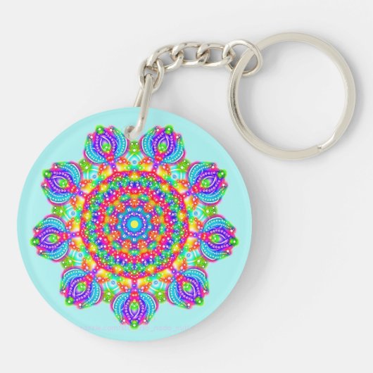 Blütenkreis Boho Mandala Schlüsselanhänger (Rückseite)