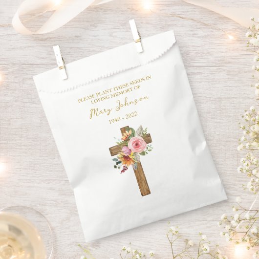 Blütenkreuz-Samenpaket Trauerfeier Geschenkbeutel Geschenktütchen (Ausgeschnitten)