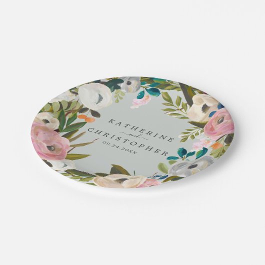 Blütenkuchen Pappteller (Schrägansicht)