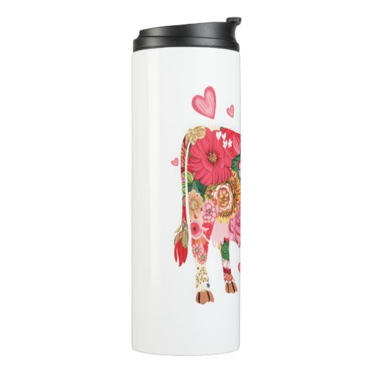 Blütenkuh, Niedliche Kuhkonstruktion Thermosbecher (Nach links gedreht)