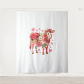 Blütenkuh, Niedliche Kuhkonstruktion Wandteppich (Vorderseite)