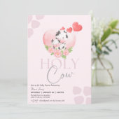 Blütenkuh Rosa Mädchen Dusche Einladung (Stehend Vorderseite)