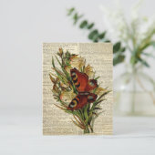 Blütenkunst der Schmetterlinge auf der Vintagen Wö Postkarte (Stehend Vorderseite)
