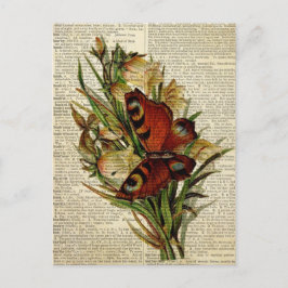 Blütenkunst der Schmetterlinge auf der Vintagen Wö Postkarte