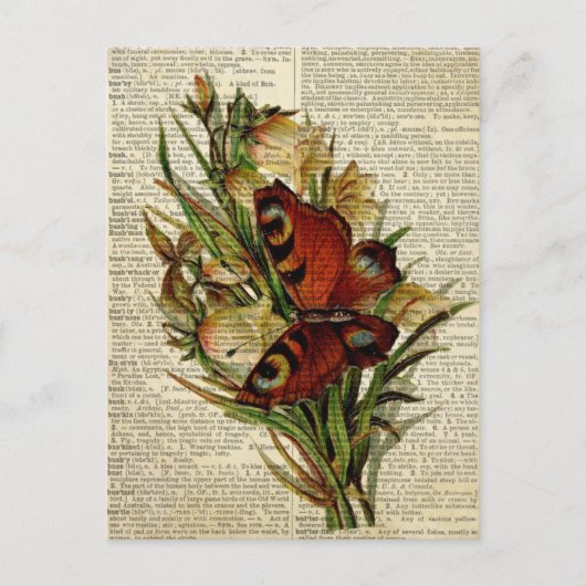 Blütenkunst der Schmetterlinge auf der Vintagen Wö Postkarte (Vorderseite)