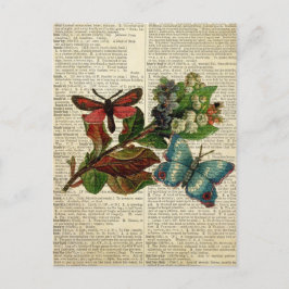 Blütenkunst der Schmetterlinge auf der Vintagen Wö Postkarte