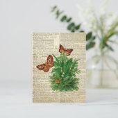 Blütenkunst der Schmetterlinge auf der Vintagen Wö Postkarte (Stehend Vorderseite)