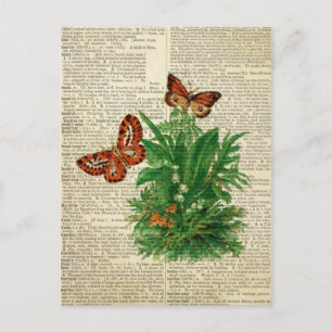 Blütenkunst der Schmetterlinge auf der Vintagen Wö Postkarte