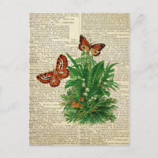 Blütenkunst der Schmetterlinge auf der Vintagen Wö Postkarte