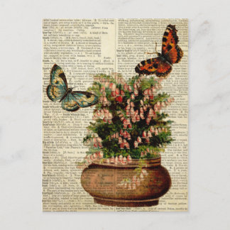 Blütenkunst der Schmetterlinge auf der Vintagen Wö Postkarte
