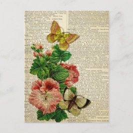 Blütenkunst der Schmetterlinge auf der Vintagen Wö Postkarte