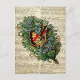 Blütenkunst der Schmetterlinge auf der Vintagen Wö Postkarte