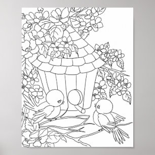 Blütenkunst des Bird Birdhouse Poster