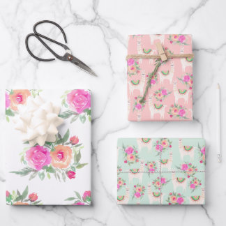 Blütenlamm Geschenkpapier Set