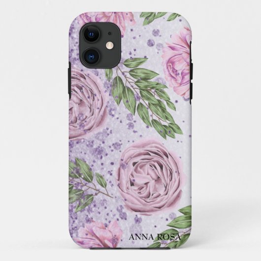 *~* Blütenleber Lavendel PEONDER Lila Glitzer Case-Mate iPhone Hülle (Rückseite)