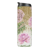 *~* Blütenleder PEONY Gold Glitzer Thermosbecher (Nach rechts gedreht)