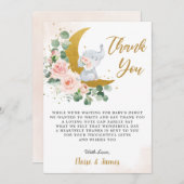 Blütenlephant über der Mond-Babydusche  Dankeskarte (Vorne/Hinten)