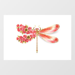 Blütenlibelle mit Schmuck Sakura Fensteraufkleber
