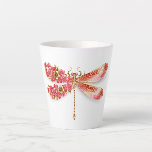 Blütenlibelle mit Schmuck Sakura Milchtasse (Vorderseite)
