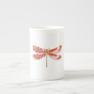 Blütenlibelle mit Schmuck Sakura Porzellantasse