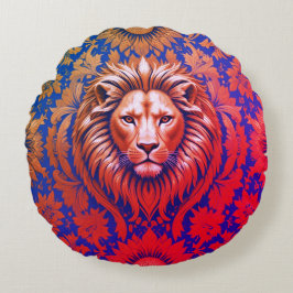 Blütenlion Brushed Polyester Rundes Kissen