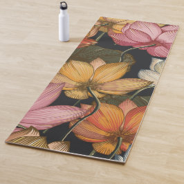 Blütenlotus Water Lilies Schwarze Übung Yogamatte