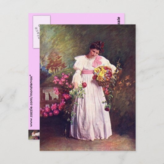 Blütenmädchen Postkarte (Vorne/Hinten)