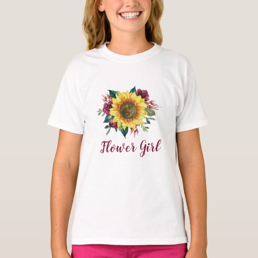 Blütenmädchen Sonnenblumen Hochzeit T-Shirt (Vorderseite)