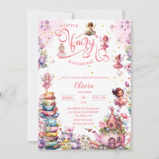 Blütenmärchen Rose Duschbad Tee Einladung (Vorderseite)